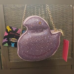 EXCLUSIVE Betsey Johnson Kitsch Peeps Lavender Chick Rhinestone Crossbody Bag